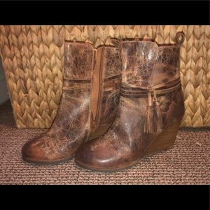 Never been worn! DibaTrue brown booties w/ fringe.